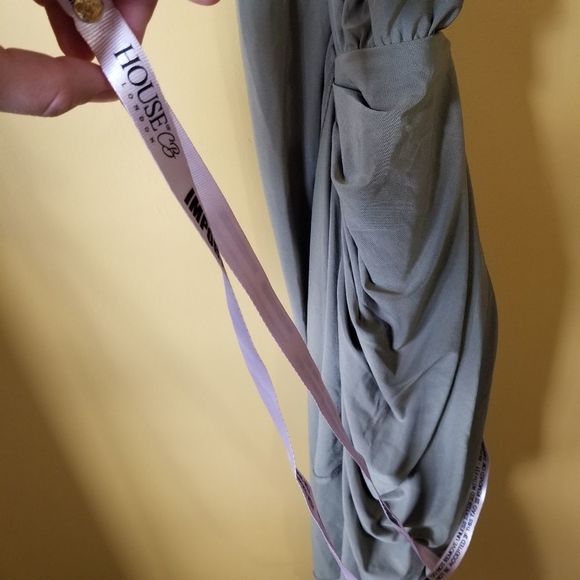 NWT House of CB London Green Wrap Dress Size Small Laureline Khaki - Picture 9 of 11